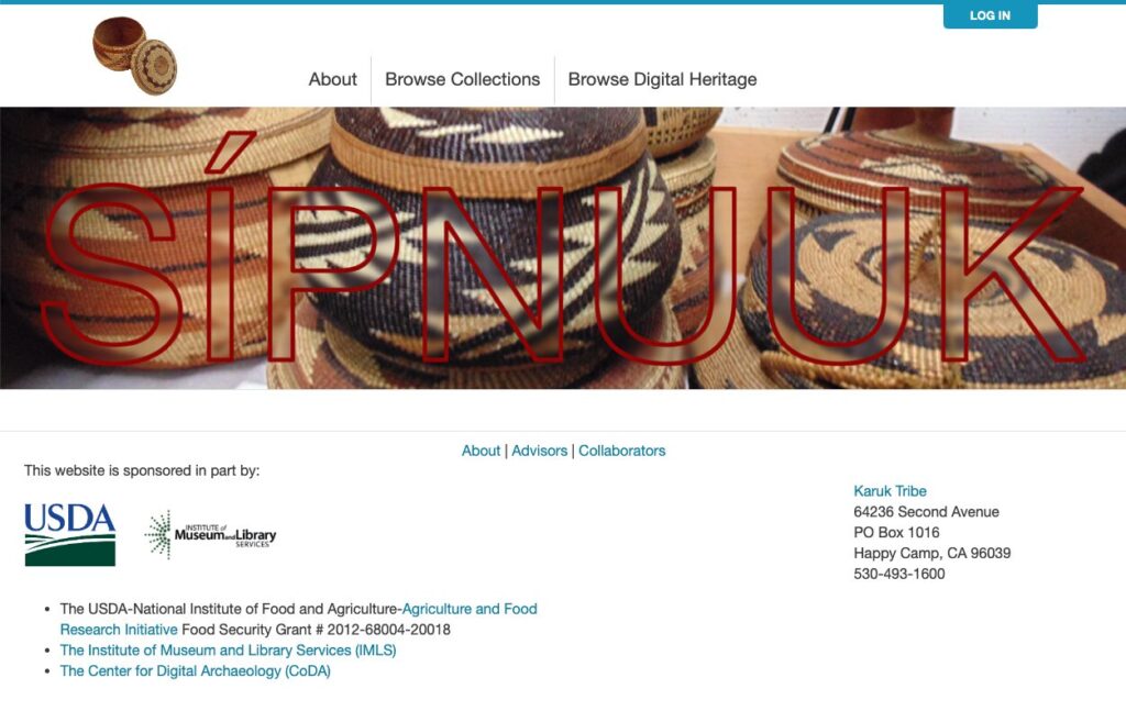 home page for the Sípnuuk Digital Library